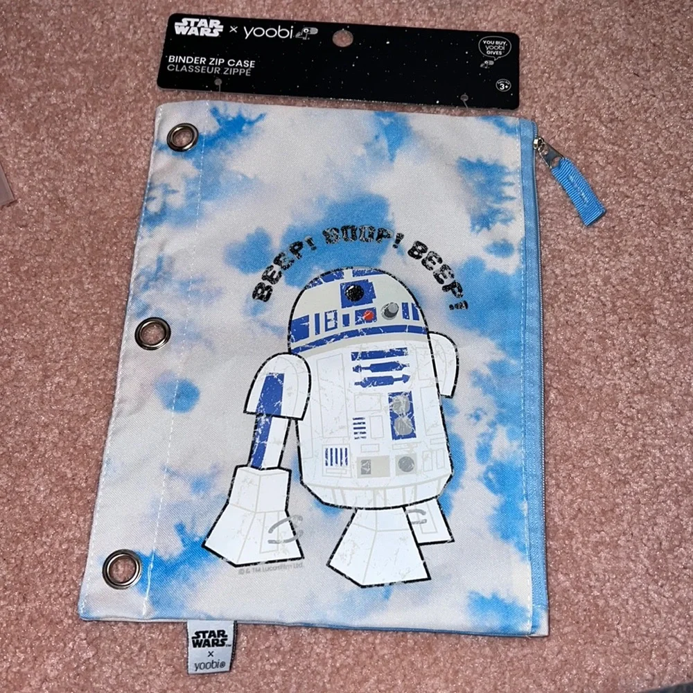 NWT Yoobi x Starwars Binder Zip Pencil Case pouch For Binder R2D2 beep!boop!beep